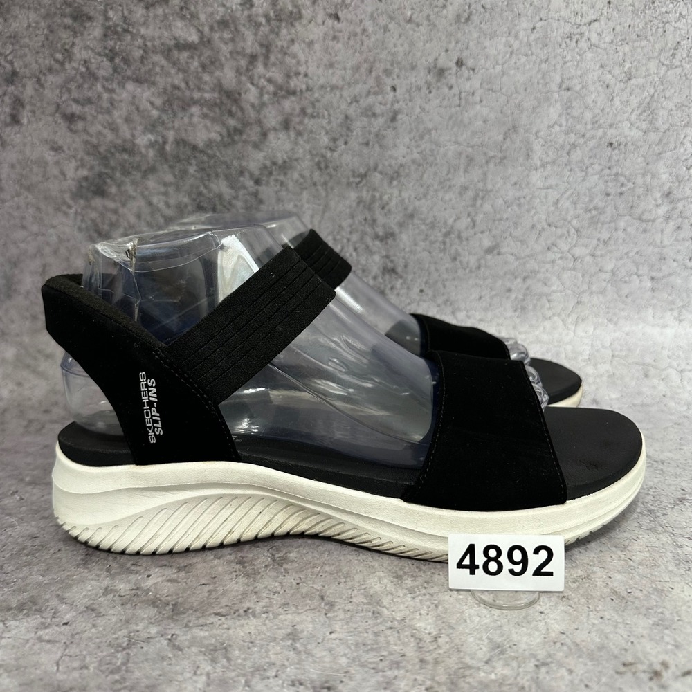 Skechers Hands Free Slip-ins Ultra Flex 3.0 Summerville Womens 8 Black Sandals